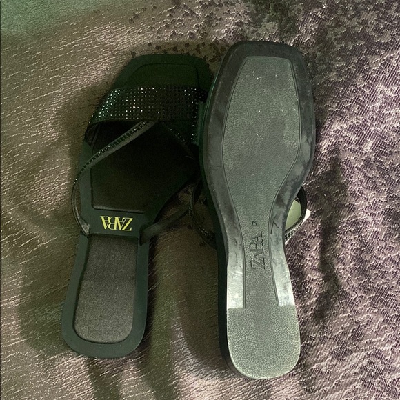Zara Black Sandals with Rhinestone Straps - Picture 2 of 2